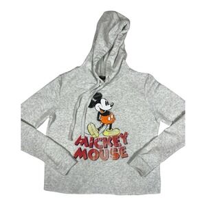 Disney Mickey Mouse Heather Gray Hoodie Womens Small Cartoon‎ Graphic Pullover